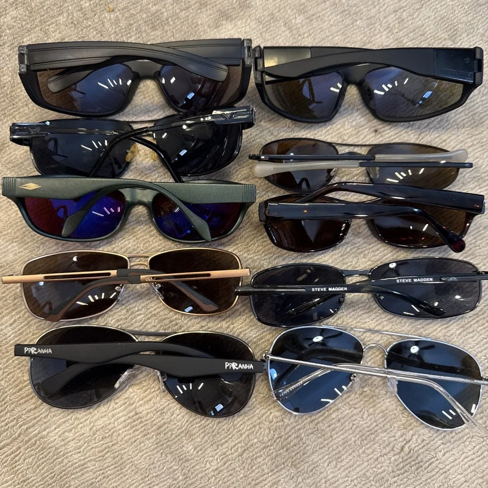 Lot of 10 Men's Designer Sunglasses /Fishing Wrap & Aviators,PerryEllis,Madden+